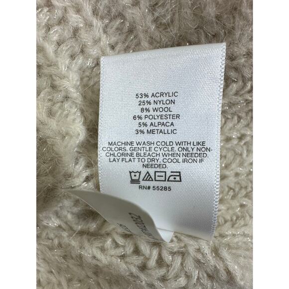 Express Sweater Size XXS Cream Ivory Fuzzy Soft Wool Alpaca Blend Mock Neck - Picture 6 of 9